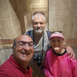 Clients with Egyptian travel guide