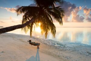 Woman relaxing on the beach